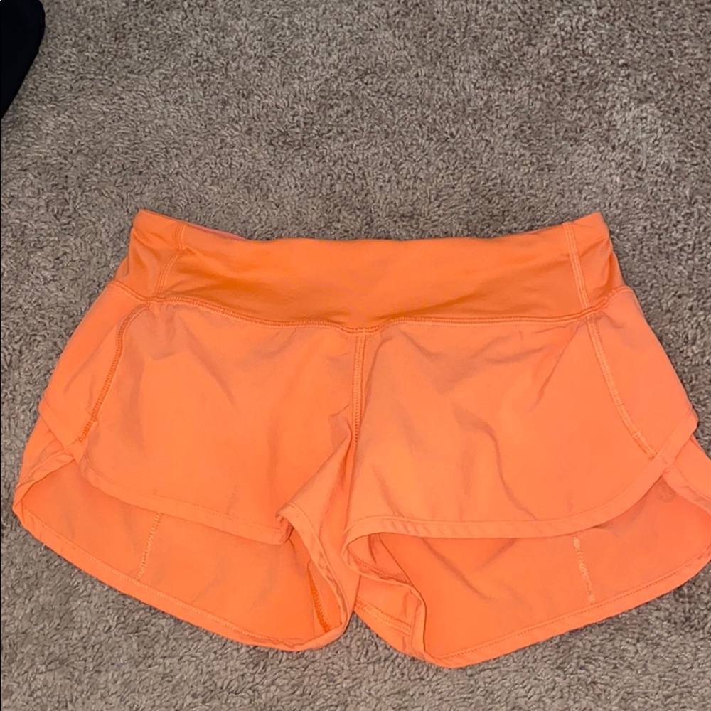 Lululemon orange Speed Up shorts *2.5” size 2